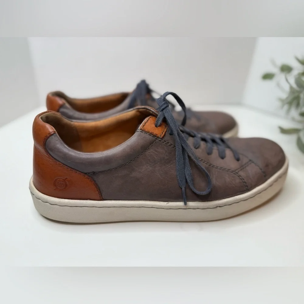 Born Men's Allegheny Gray&Brown Leather Casual Sneakers Size 10M Streetwear